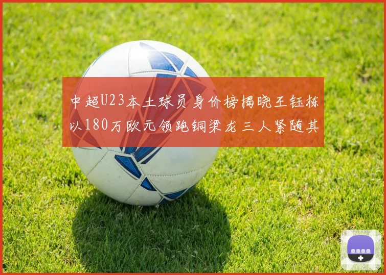 中超U23本土球员身价榜揭晓王钰栋以180万欧元领跑铜梁龙三人紧随其后